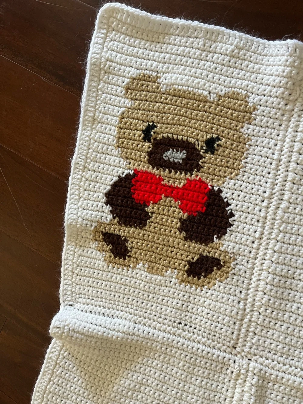 Teddy Bear Bow tie crochet blanket baby toddler cute kawaii sweet adorable 🐻